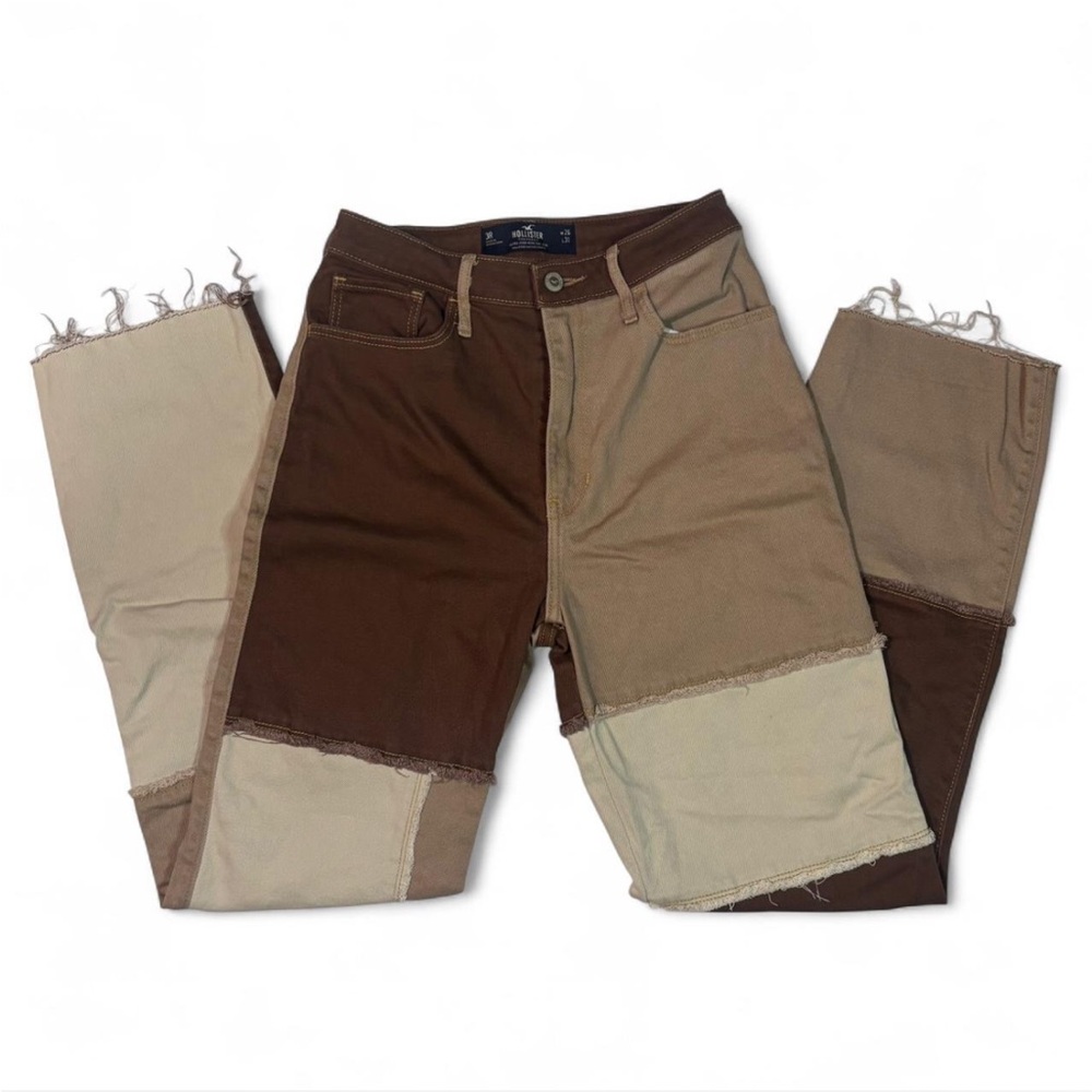 Hollister Patchwork Brown and Tan Denim Jeans